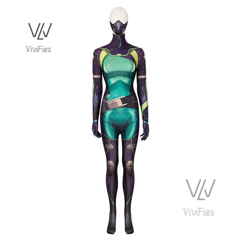 XT8Game VALORANT ارتداءها النساء الفتيات الأفعى سابين قاتل الأفعى تأثيري هالوين زي شعر مستعار بذلة قناع @ XT6!