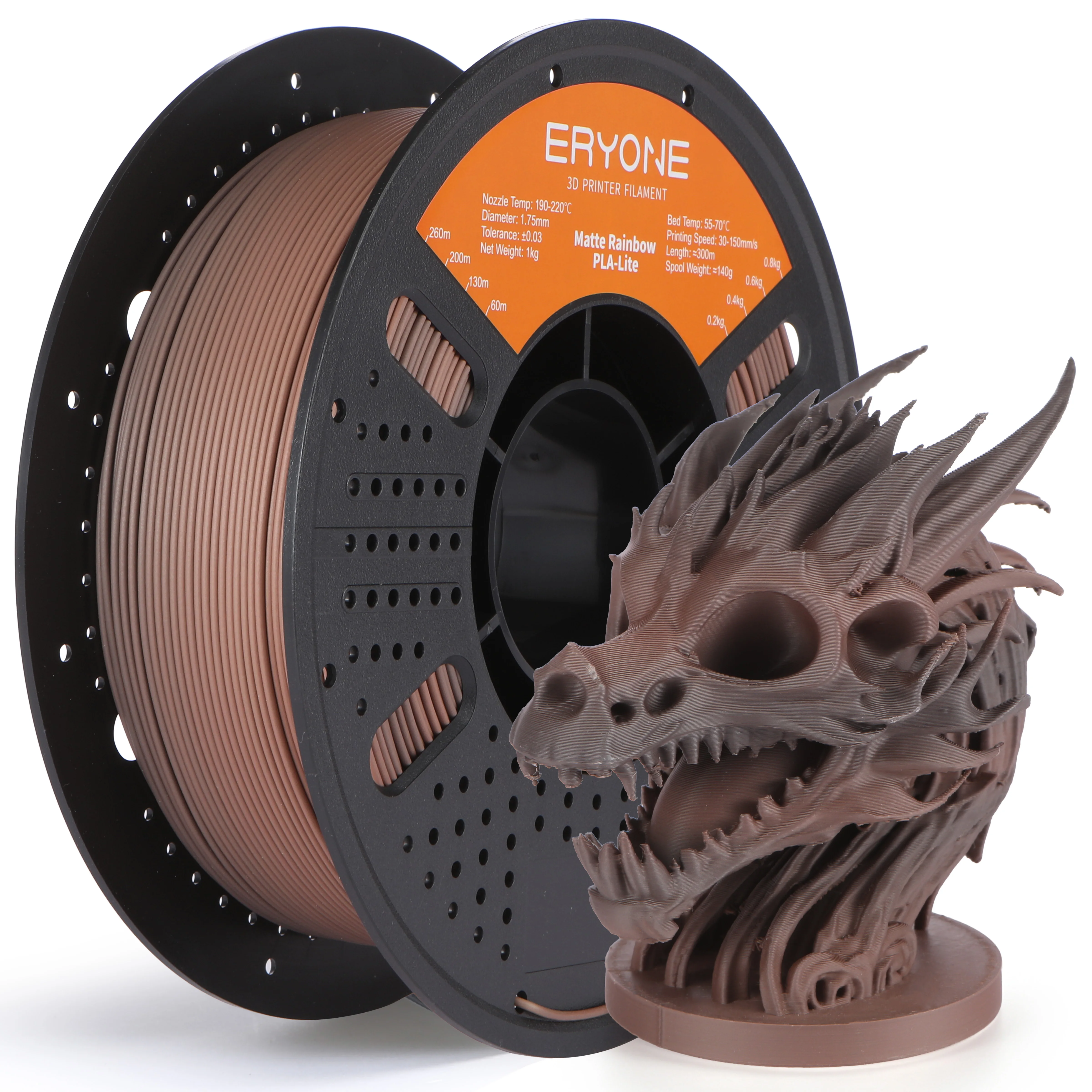 ERYONE 1KG PLA Lite Regenbogen 3D-Drucker-Filament, Farbwechsel-Filament 1,75mm, Mehrfarbiger Farbverlauf 1KG Spule Passend für die Meisten FDM-Drucker
