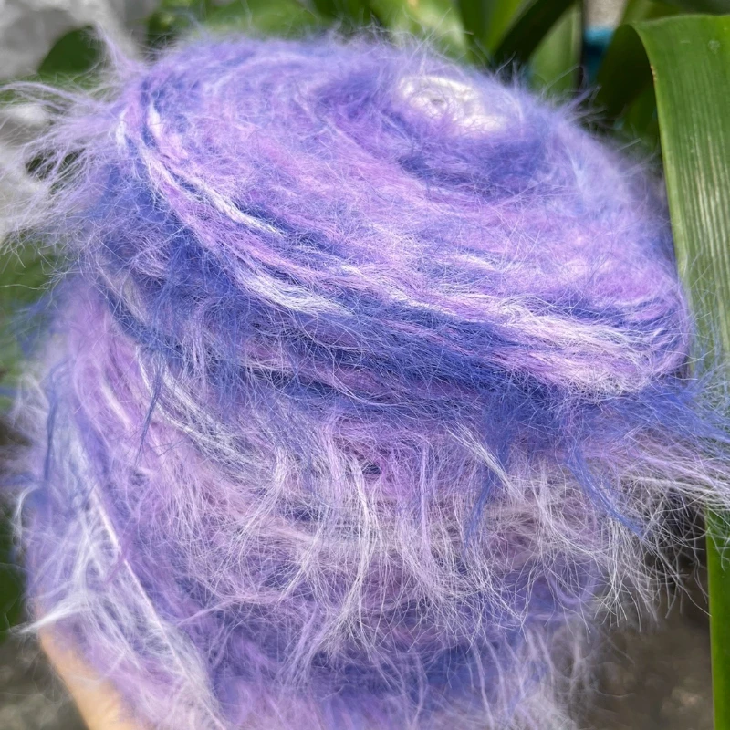 500 جرام فرو طويل تقليد غزل المنك الموضوع سوبر لينة الجلد ودية لا تسليط الشعر اليد المنسوجة وشاح معطف شتاء غزل المنسوجة #6