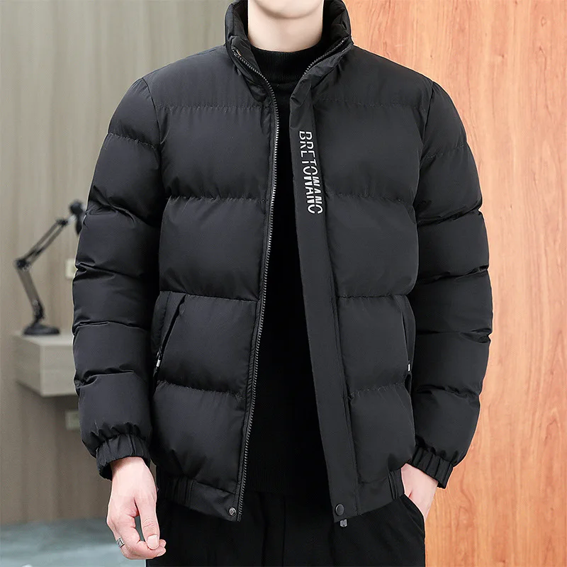 Casaco casual monocromático masculino, parkas à prova de vento, jaqueta acolchoada quente, moda masculina jovem, novo, outono, inverno, 2023