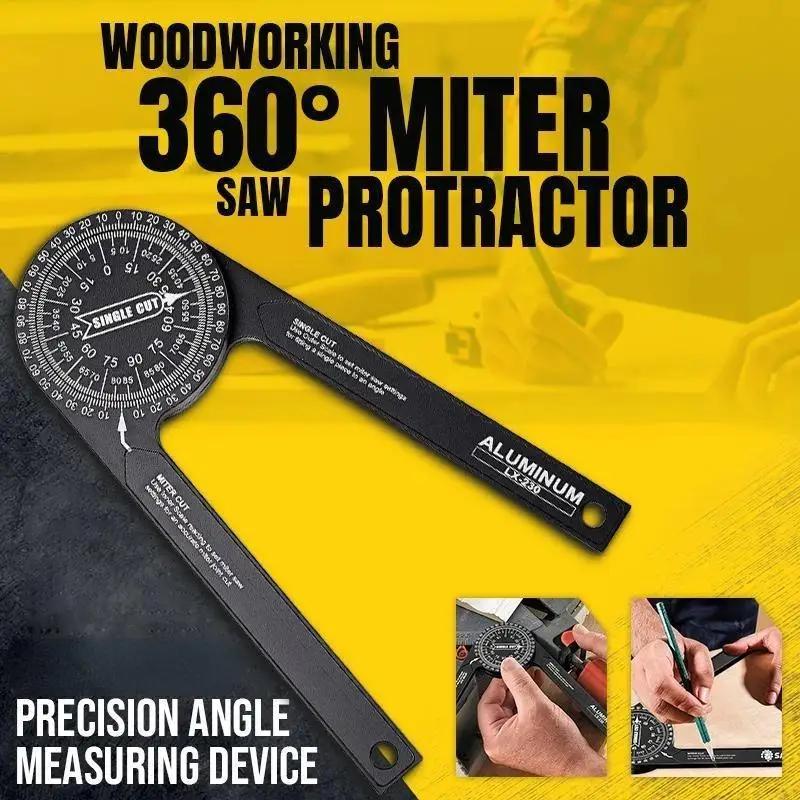 

Aluminium Alloy Miter Saw Protractor 360 Degree Angle Finder Inclinometer for Woodworking Cutting Precision Tool