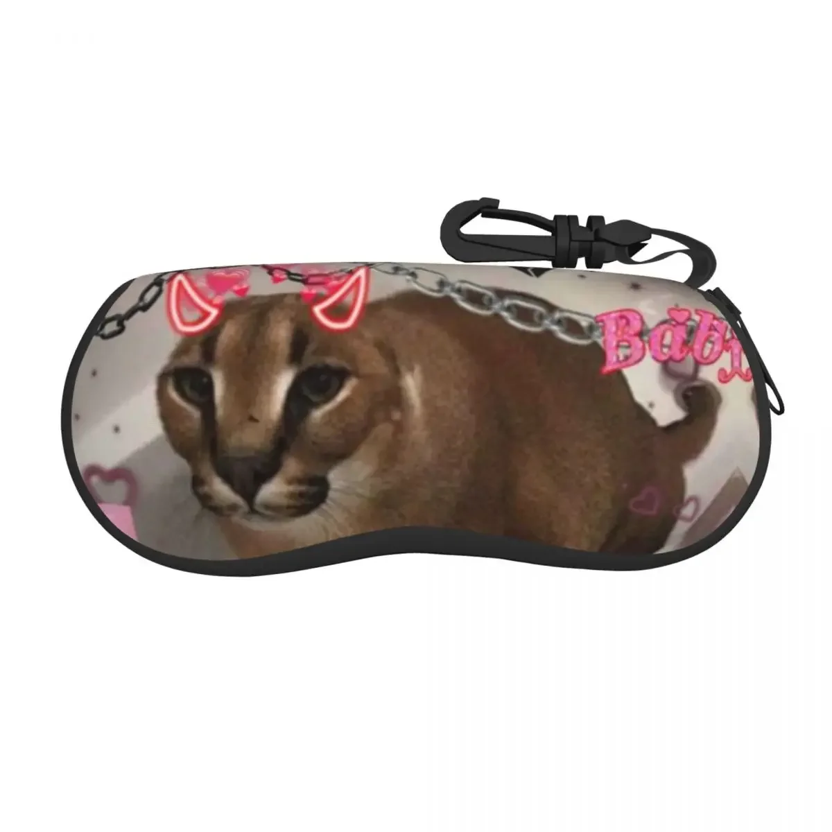 Cute Big Floppa Emo Sunglasses Soft Case Neoprene Zipper Meme Caracal Cat Shell Eyeglass Case Custom Protective Box For Glasses