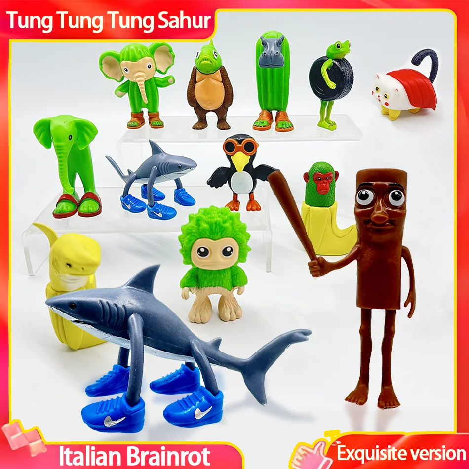

Italian Brainrot Tung Sahur Tralalero Figure Toy - Collectible Shimpanzini Bananini Bombardino Crocodilo Decor Doll Gift