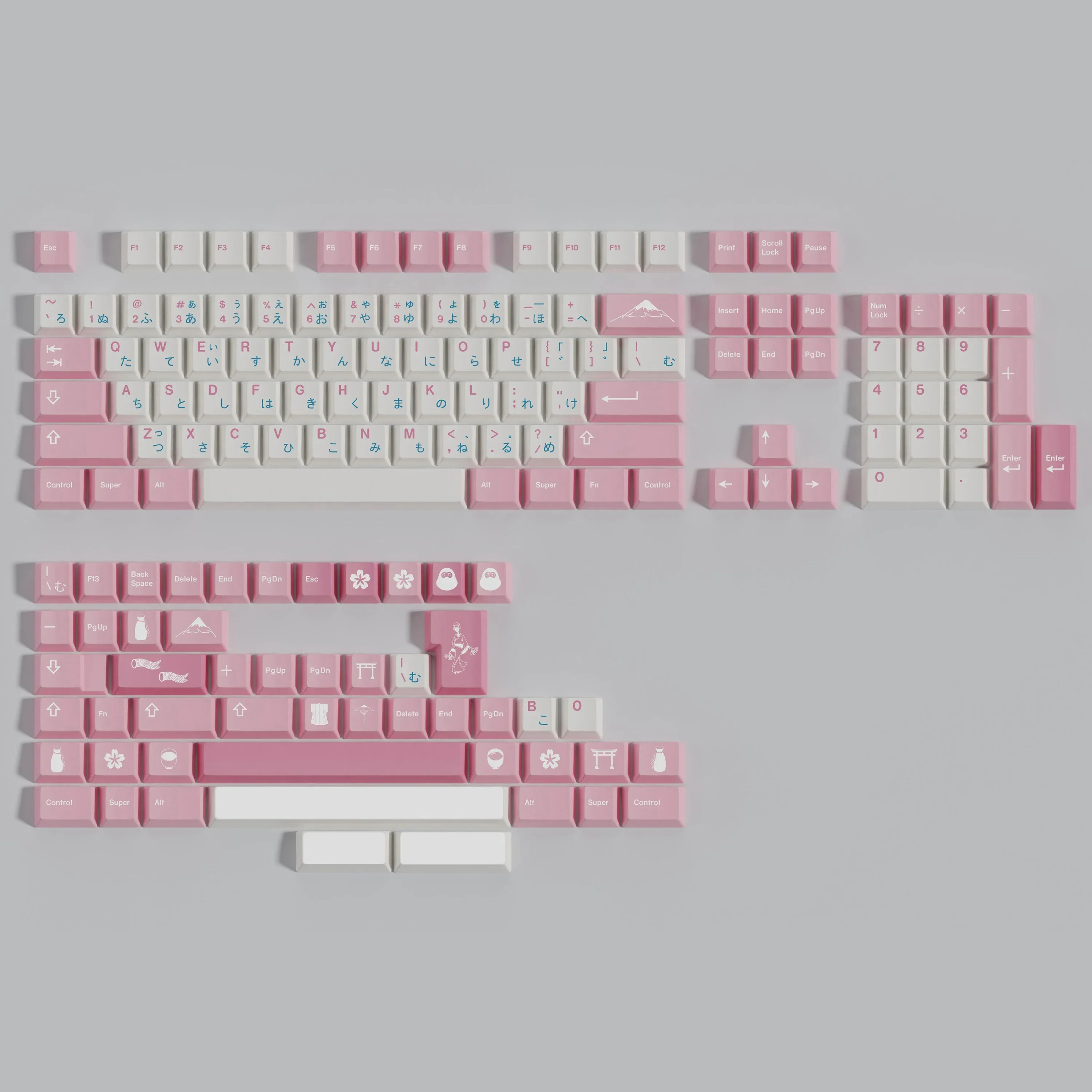 Sakura-Customized Original Height Keycap Mechanical Keyboard PBT Sublimation Split Space