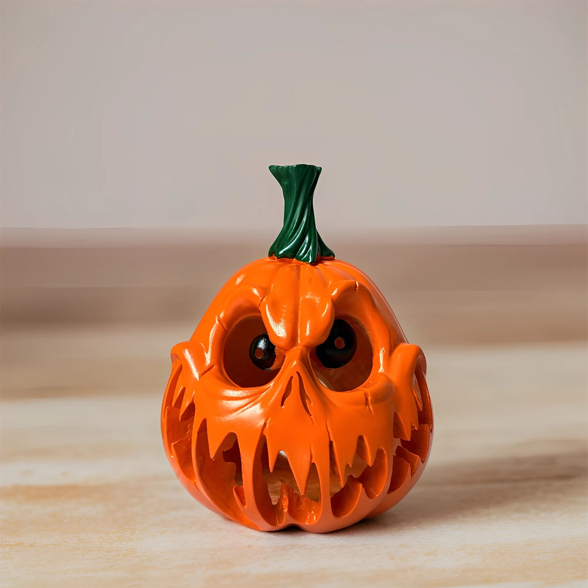 1Pc Resin Hollow Pumpkin Decorative Ornament, Halloween Decoration/ Horror Halloween Gift, Suitable for Desk, Table, Garden, Indoor and Outdoor Decorative Ornament