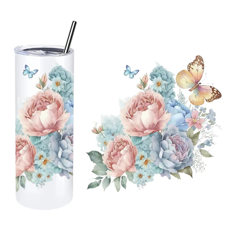 

LETOP 1 шт., 20 унций, красочные бабочки, УФ Dtf, наклейка с логотипом, наклейка на бутылку, дизайн, УФ-наклейка, чашка