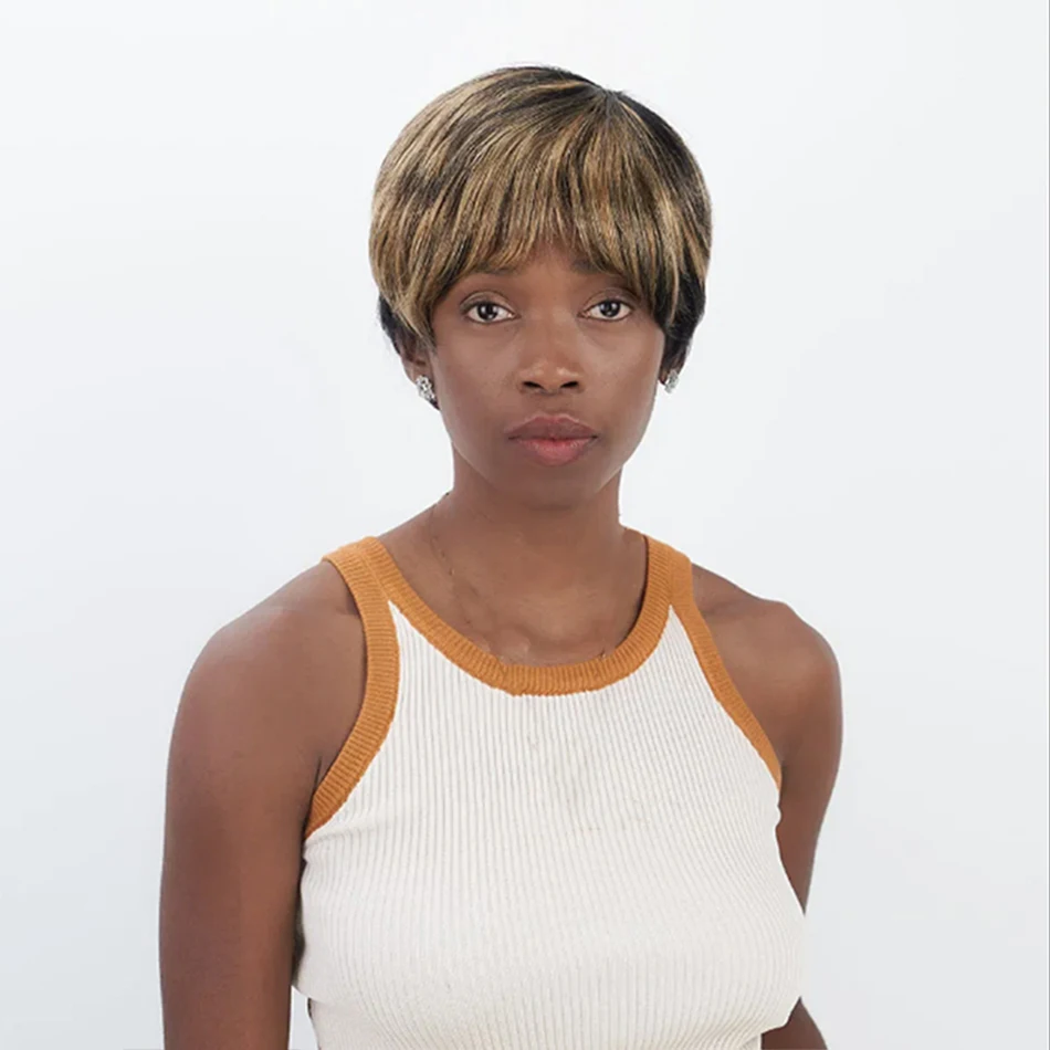 Ombre 1B30 Black Mix With Brown Peruvian Human Hair Wig for Women 6