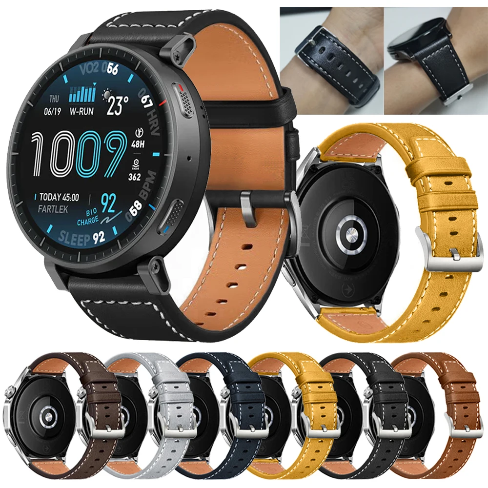 Leder-Uhrenarmband 20 22mm für Huami Amazfit Active Max/BALANCE 2/Bip 6/Bip 3 U/GTR 4 3 Pro/GTS 4 2 mini/Active 2 Armband