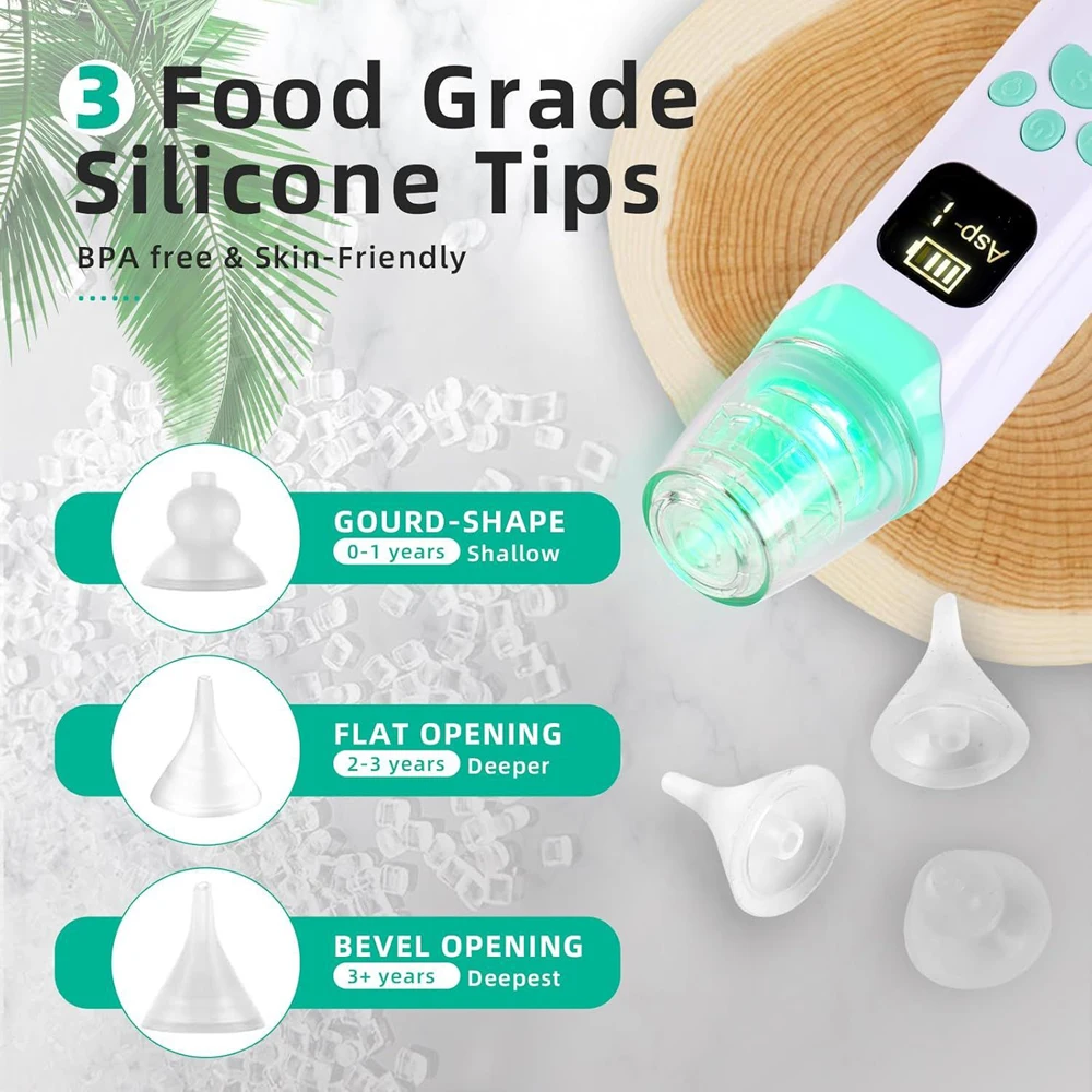 

Electric Nasal Aspirator Snot Sucker for Babies And Kids Nasal Care Cleaner USB Rechargeable Nasopharyngeal Secretion Extractor