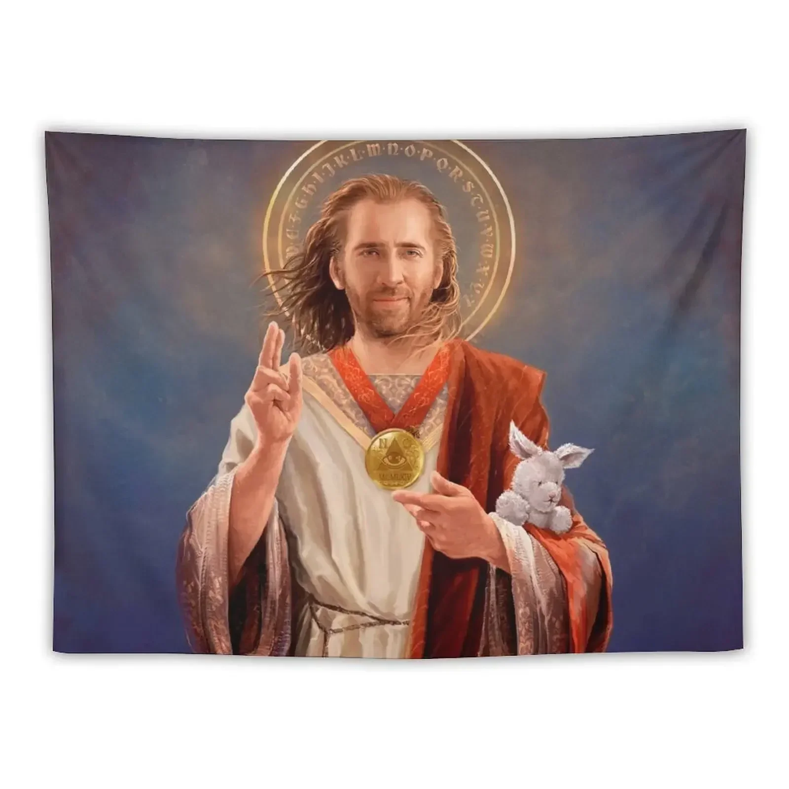 

Nicolas Cage Saint Nicolas of Cage - Nic Cage Original Religious Painting Tapestry Bedroom Decor Tapete For The Wall Tapestry