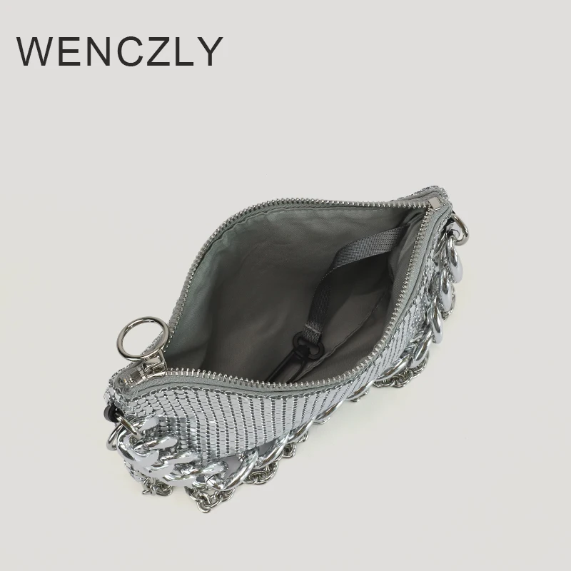 WENCZLY Bags For Women Luxury Designer Crossbody Shoulder 2023 New In Metal Style Aluminum Sheet Material Hollowed Out Small