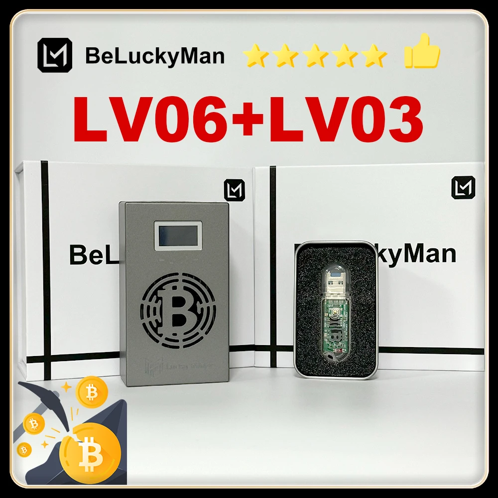 Homem de sorte Asic Bitcoin Mineiro, Mineração BTC, melhor presente, V6, 504GH, S, USB, LV06 + LV03, 2pcs