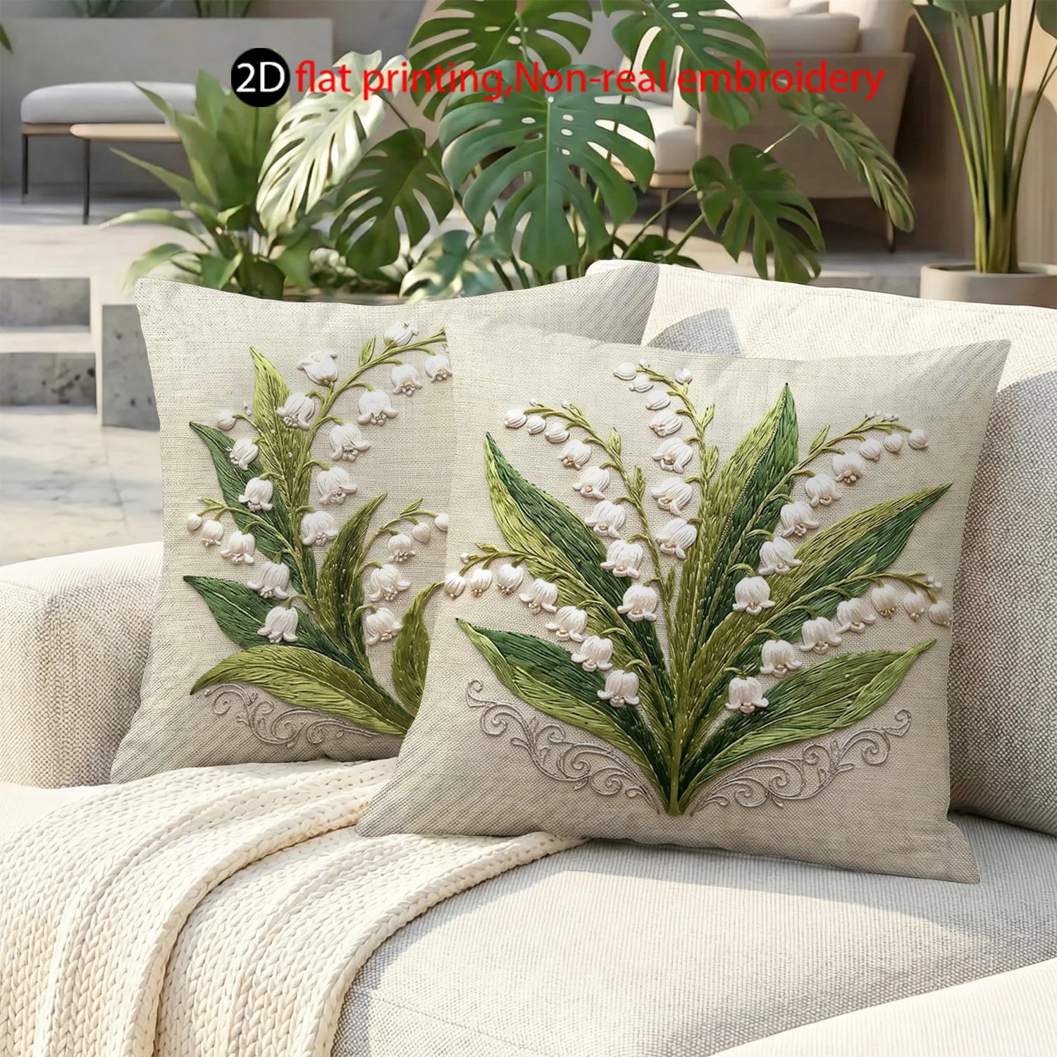 4Pcs Double‑Sided 2D Flat Print Daffodil Pillow Covers,Imitation Emboss Floral Zipper Cushion Cases for Home Bedroom Living Room