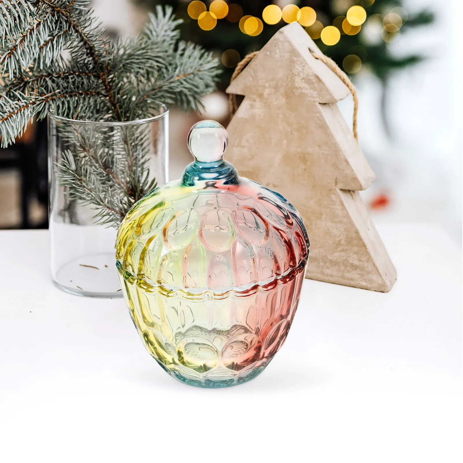 Glass Candy Container with Lid Clear Airtight Design for Snacks Sweets Preserves Beans Nuts Cereals Loose Tea Kitchen Glass