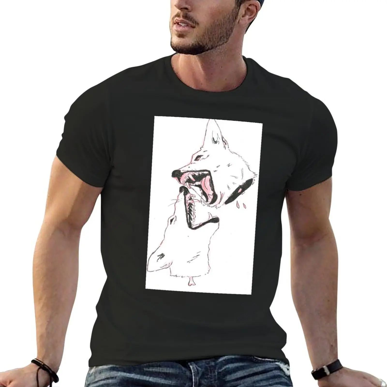 fighting dogs ink drawing T-Shirt summer clothes blanks basketball graphic tees anime stuff shirts for men graphic tees