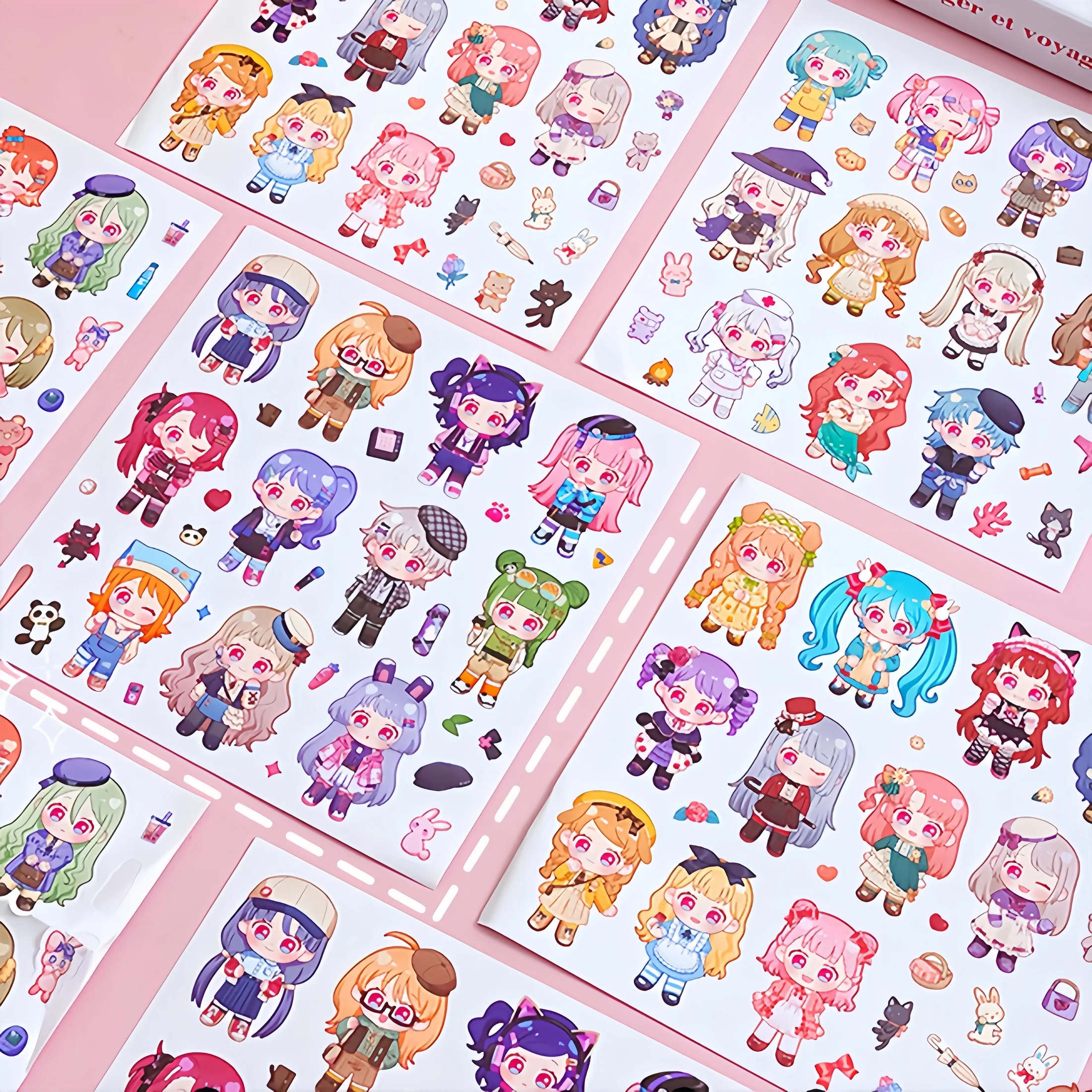 4/8-Piece Set of Cute Q-Version Girl Dress-Up Stickers DIY Clothing Decoration Stickers Suitable for Children and Adults Journaling/Decorative Toys