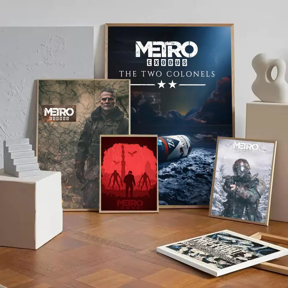 First-person shooter Game M-Metro Exodus Poster Self-adhesive Painting with prints Home bedroom living room decoration