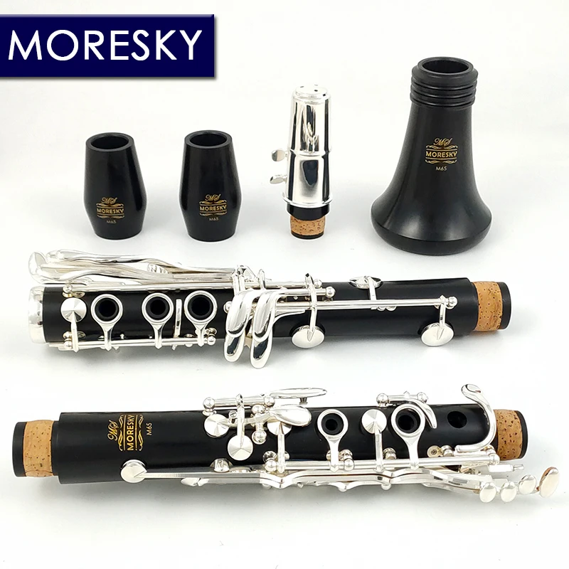 MORESKY Clarinet Bb Wood Ebony Silver Plated 18 Keys Grenadilla Sib Klarnet M65