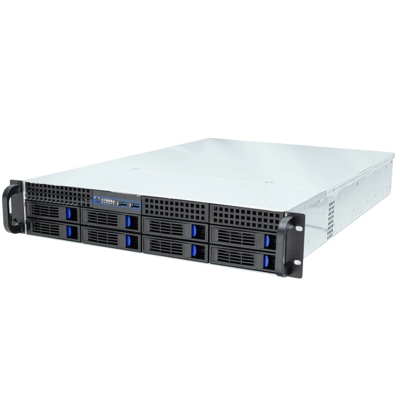 Server 2U 8bays Hersteller Server Rackmount Servergehäuse Sgcc Steel 1,2 mm SAS/SATA Backplane mit optionaler Schnittstelle