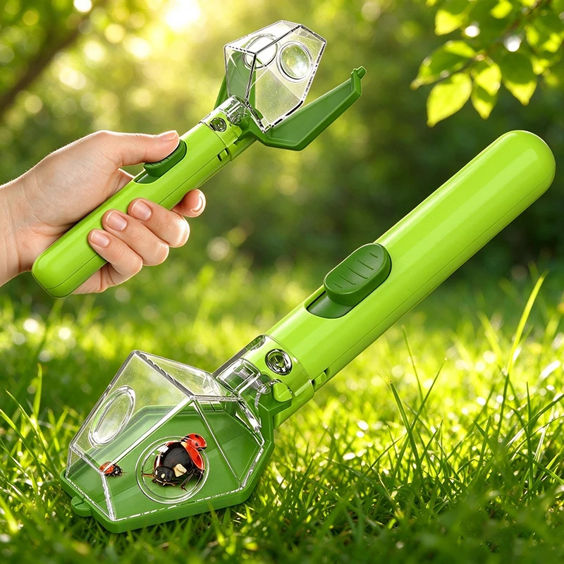 Handheld Bug Catcher for Kids, Insect Viewer with Magnifier, Outdoor Nature Science Toy, Safe Bug Trap for Yard STEM Learning