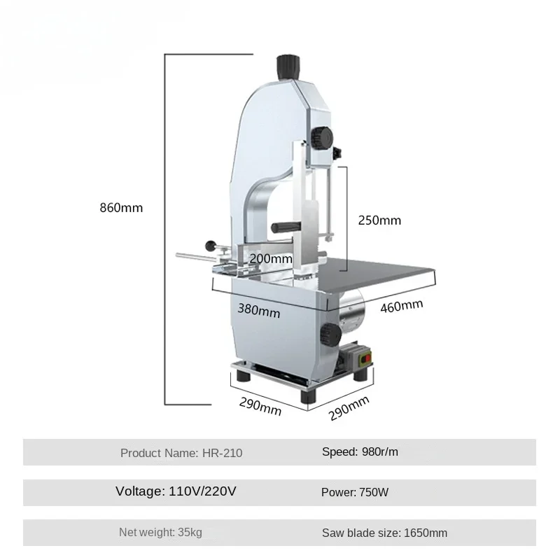 Bone sawing machine Commercial 210 stainless steel frozen fish meat pig trotters Multifunctional stainless steel bone cutting