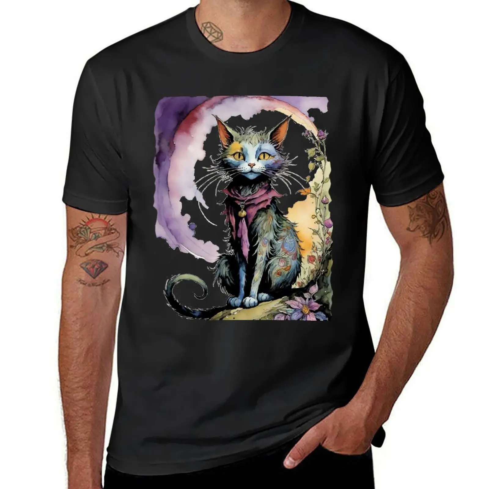 

Kevin the Hippie cat T-Shirt vintage clothes blacks vintage Aesthetic clothing heavyweight t shirts for men