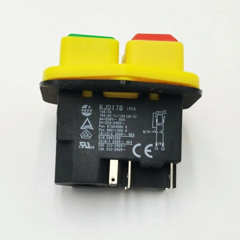 1PC KEDU KJD17B przycisk przełącznika 220V-240V 16A 5-pin złącze zasilania przełącznik narzędzi