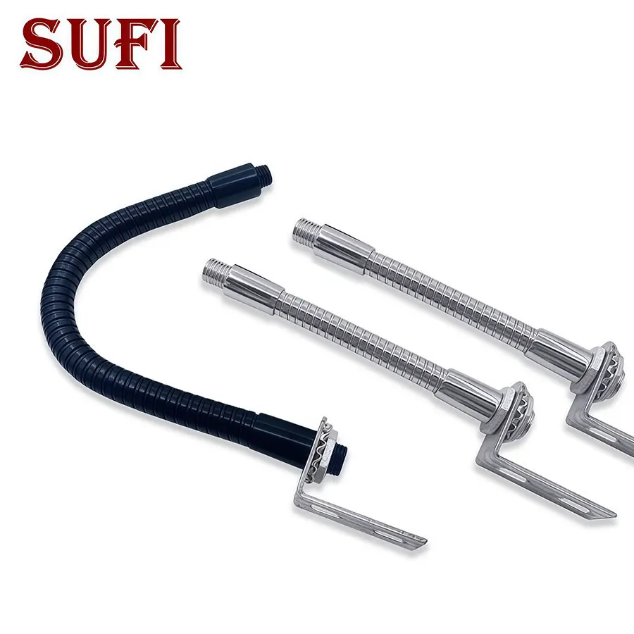 Dia6/8/10/12/16MM LED Gooseneck Flexible Light Holder M8 M10 Male Female Thread Soft Serpentine Tube With Fixed Base Gasket