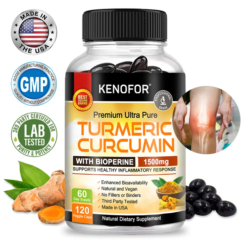 

Turmeric Curcumin with Black Pepper Extract 1500mg - High Absorption Turmeric Supplement, Joint & Immune Health Support, Non-GMO
