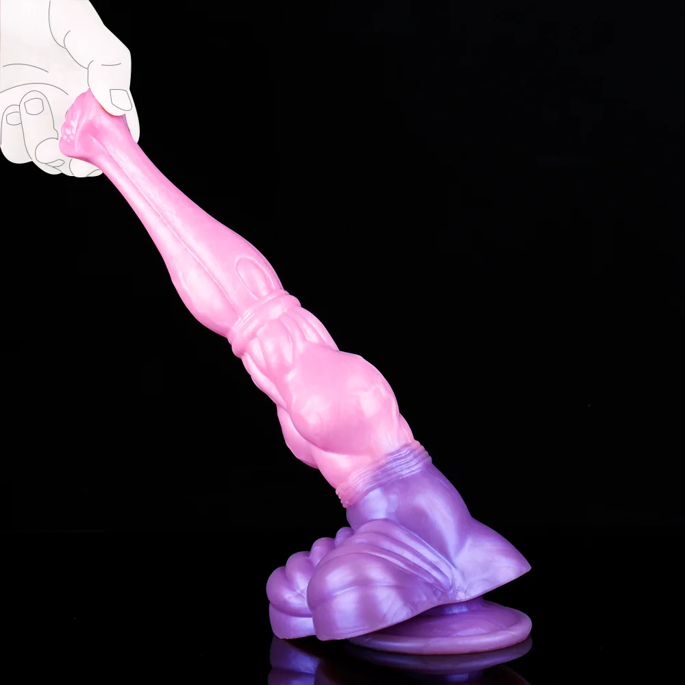 FAAK Fantasy Realistic Horse Penis With Suction Cup Silicone Animal Knot Dildo Multi Color Pink Sex Toys For Women Anal Massage