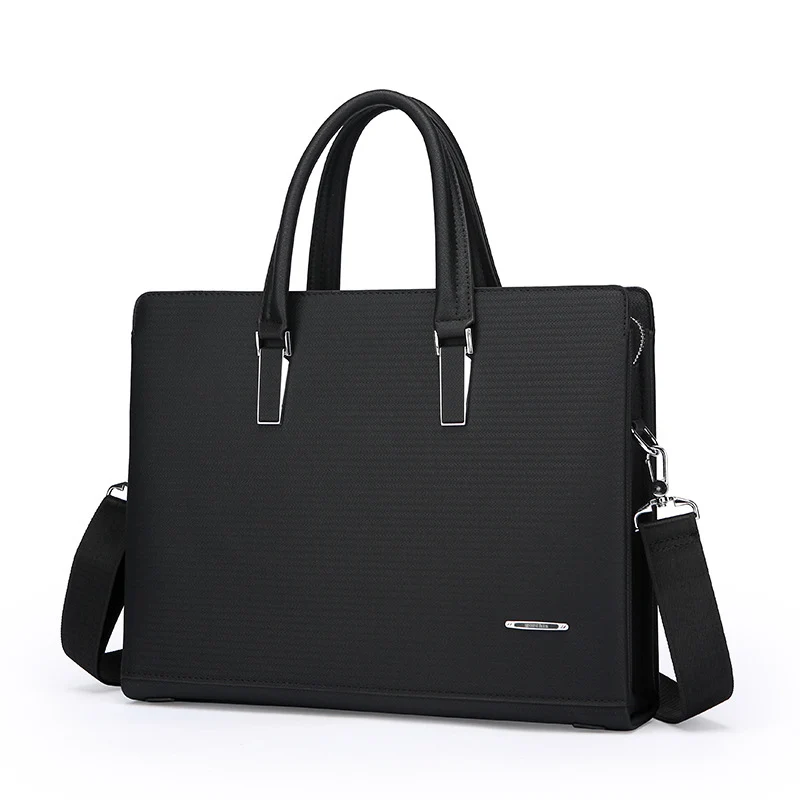 CFUN YA Men PU Laptop Briefcase Twin Carry Handles Detachable Shoulder Strap for Daily Travel Work with Practical Storage Bag