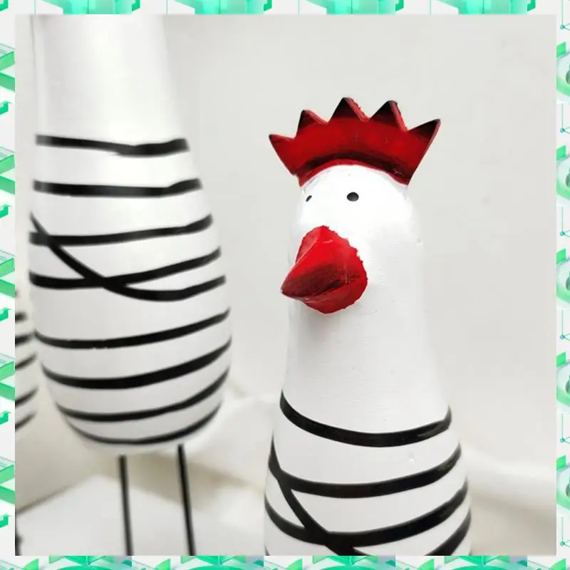 

FIZP Cute Wood Wooden Chicken Chook Carving Figurines For Home Decor, Rooster Kitchen Decor, Living Room Decorations Easy Instal