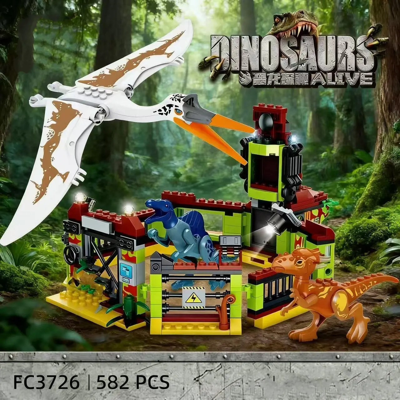 Kreative Ideen 2-in-1 Dinosaurier-Abenteuer Fahrzeug-Bausatz Pterosaurier-Jagd Modell-Bausteine Spielzeug-Geschenk für Jungen