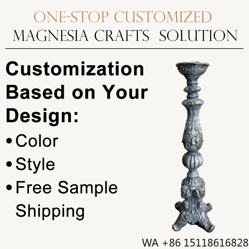 Wholesale Vintage Carved Candle Holder Ornament Resin Free Home Decor Magnesia Wholesale Handicrafts Home Garden Mantel Decor