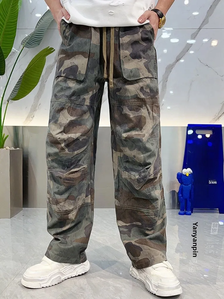 

Spring Summer New Camouflage Work Pants Loose Comfortable Straight Leg Casual Trousers for Men Fashionable Trendy Long Pants