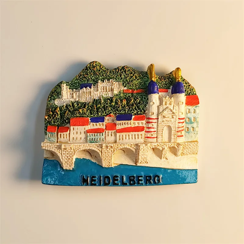 German Cultural Capital Heidelberg Landmark Attraction Tourist Souvenir Hand-painted Magnetic Fridge Magnet Resin Material