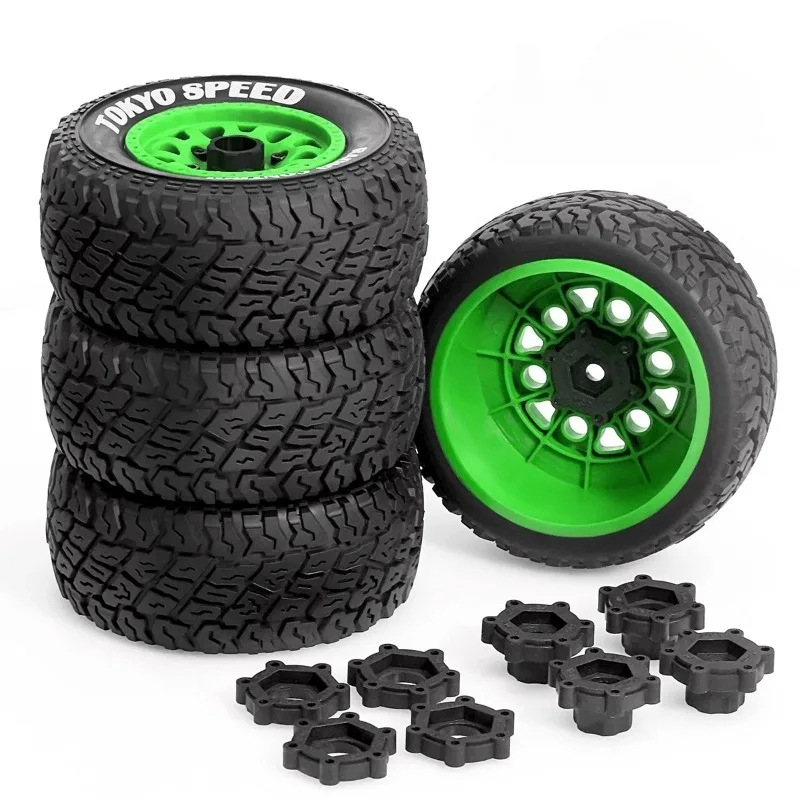 Pneus de camion de Course courte de 110MM, 4 pièces, roue avec 12mm 14MM 17MM hexagonale pour voiture Slash Arrma HuanQi Rc