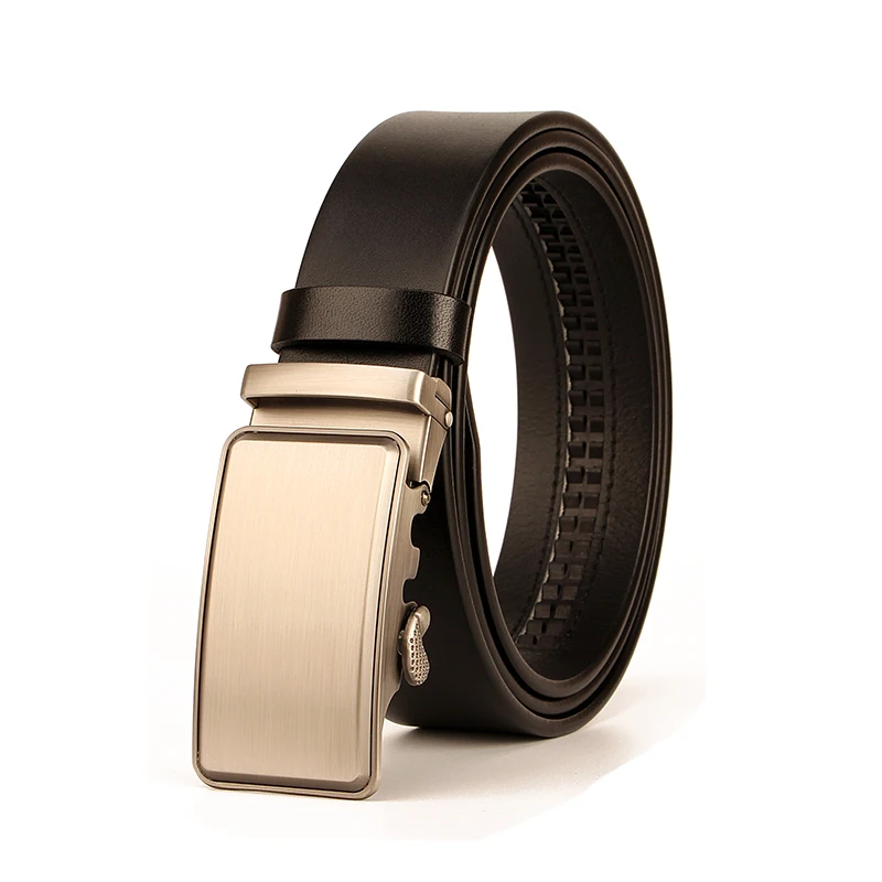 3.5CM Famous Brand Belt Men Top Quality Real Cowskin Genuine Leather Belts for Men Luxury Strap Male Metal Automatic Buckle