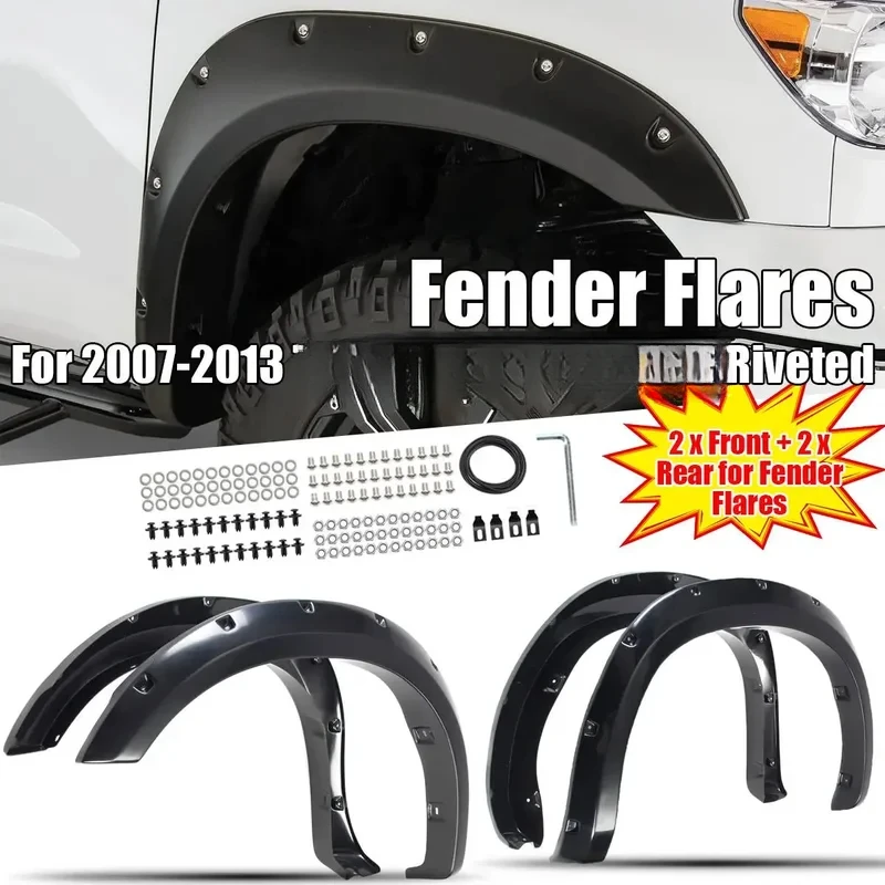 

Глянцевый черный, 4 шт., расширители передних и задних колес автомобиля для Tundra Pocket Riveted 2007-2013, брызговики для арочных колес, защита
