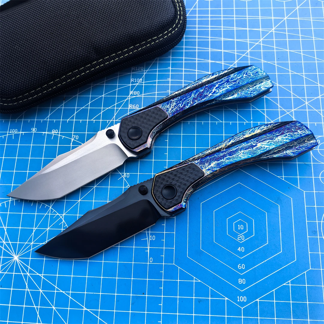 QK Original Folding Knife M390 Blade Titanium Alloy Handle Bearing Camping Fishing Defense Tool EDC Outdoor Rescue Hunting Knife