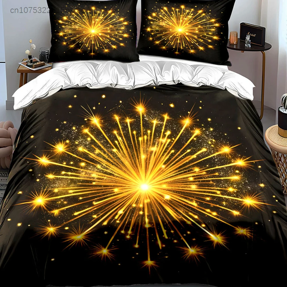 Golden Sparkle Party Decoration Set Multiple Sizes kid's And adults' Bedroom Exquisite 3PC Bedding set, Gift