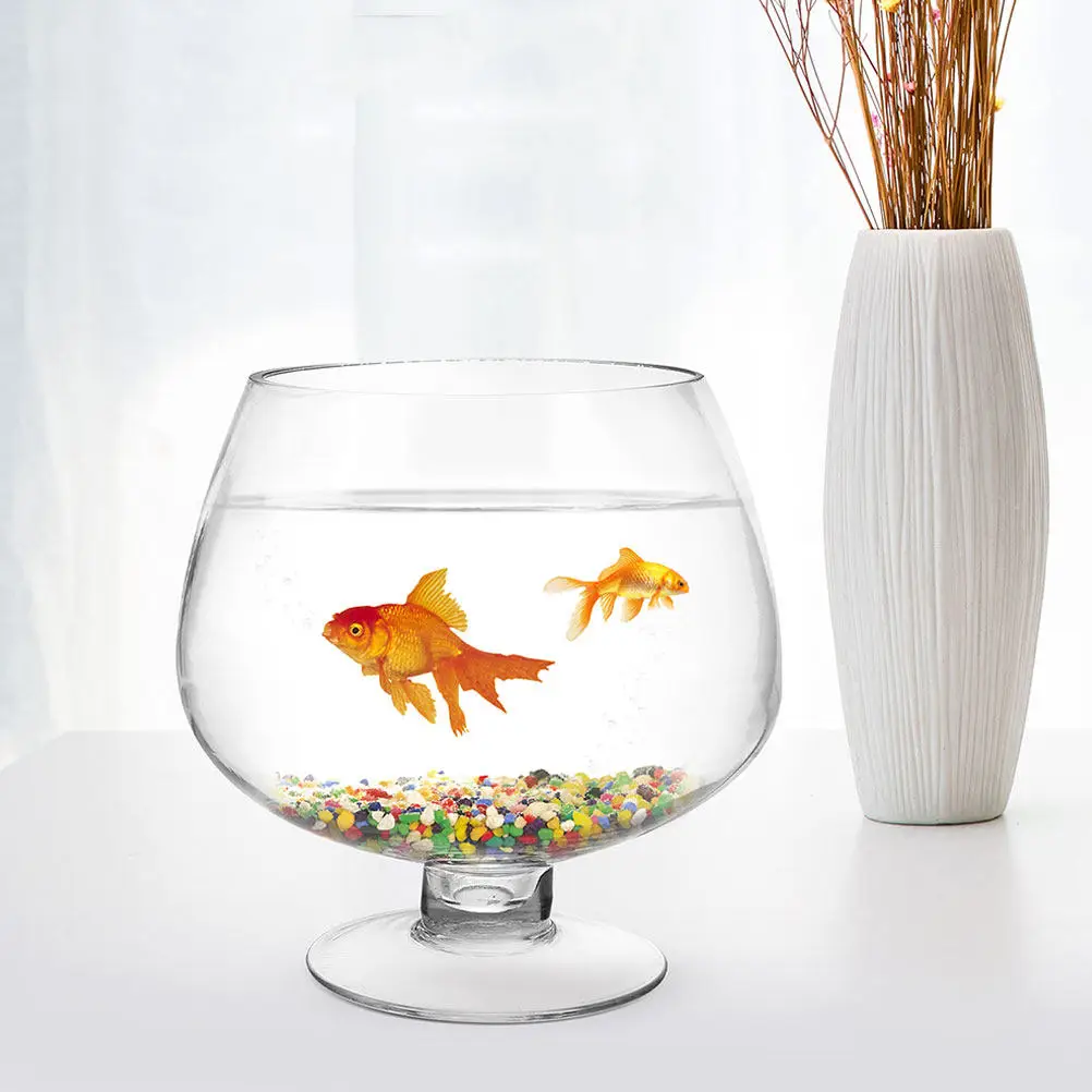2Pcs Clear Glass Betta Tank Desktop Aquarium Goldfish Vase Dual Use Plant Fish Tank Space Saving Delicate Transparent Tabletop