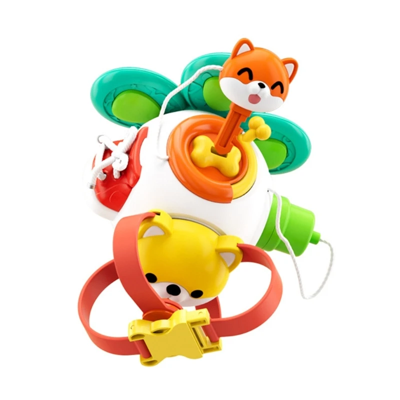 F19F Toddlers Cube Game Shoelace Lock Skill Learning Gift Sensory Toy Set