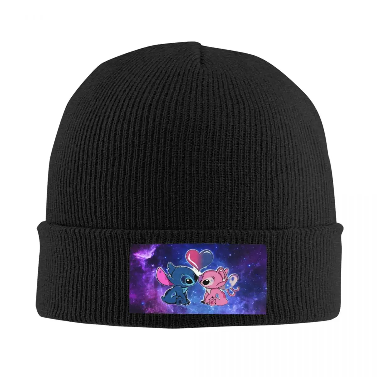 Custom Stitch Angel Love Heart Cartoon Anime Skullies Beanies Caps Unisex Street Winter Warm Knitted Hat Adult Bonnet Hats