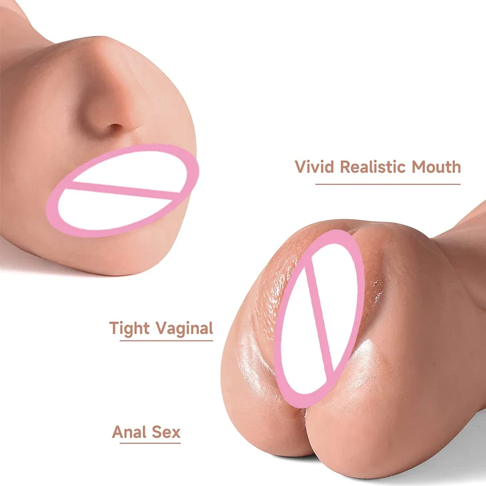3 In 1 Pocket Pussy Male Masturbators with Real Texture Oral Vaginal Anal Artificial Sex Toys for Adults Men Blowjob Penetration view 5