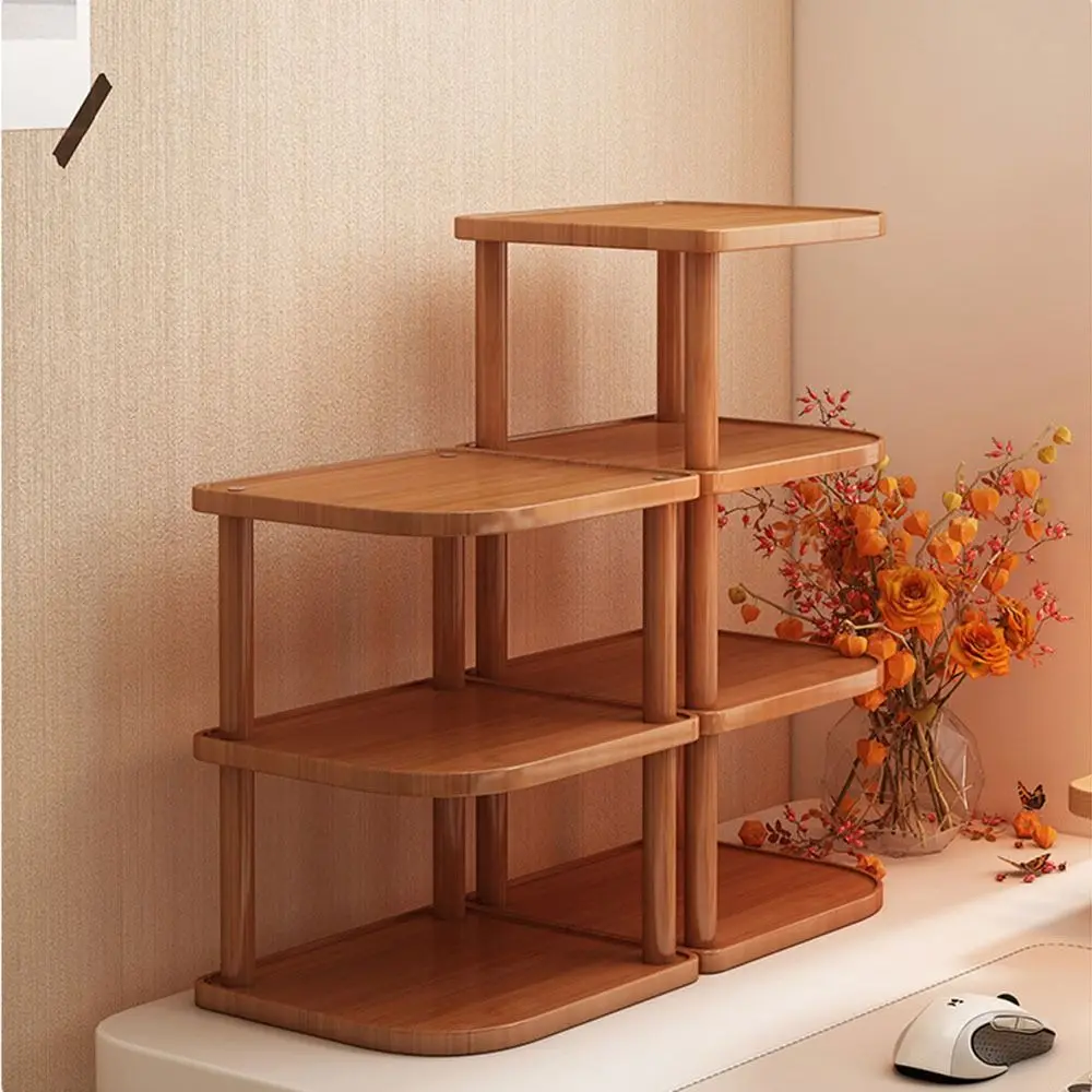 Supporto angolare da tavolo a 2/3/4 livelli Design verticale Scaffale per libri in legno salvaspazio Facile montaggio Scaffale angolare impilabile Camera da letto