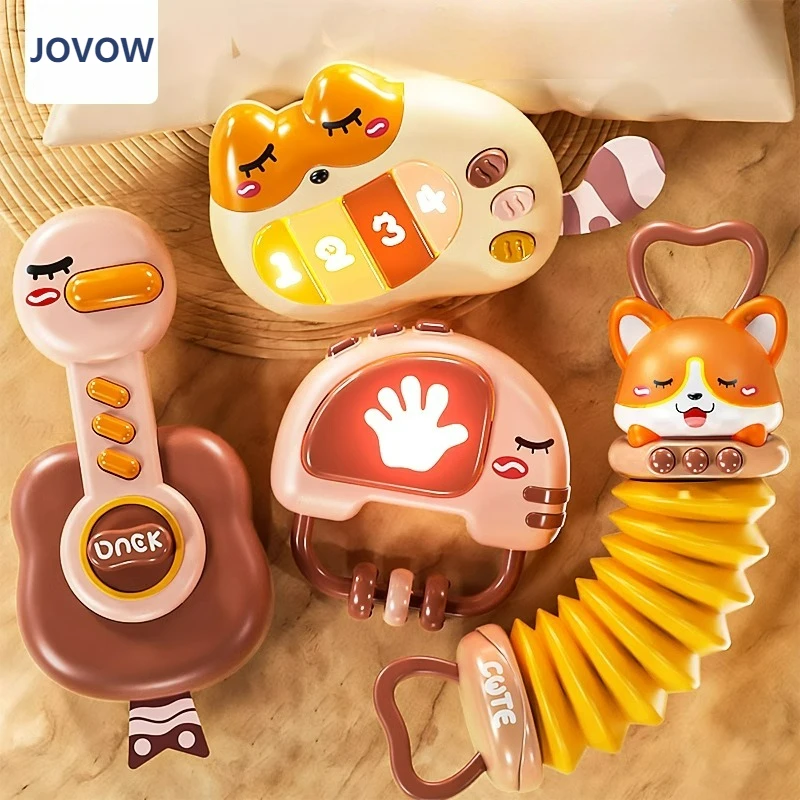 Jovow-Accordéon électronique 2 en 1 pour bébé, pendentif CPull, cloche de lit, poussette, hochets mentaires oriels pour tout-petits, jouets pour nouveau-nés, 0, 12, 24, 36 mois