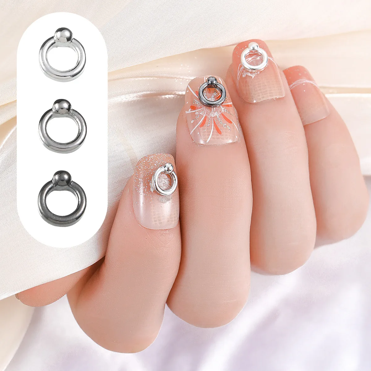 30PCS 3D Metal Circular Ring Nail Art Charm Annulus Accessories Parts For Retro Nails Decoration Manicure Deco Supplies Material