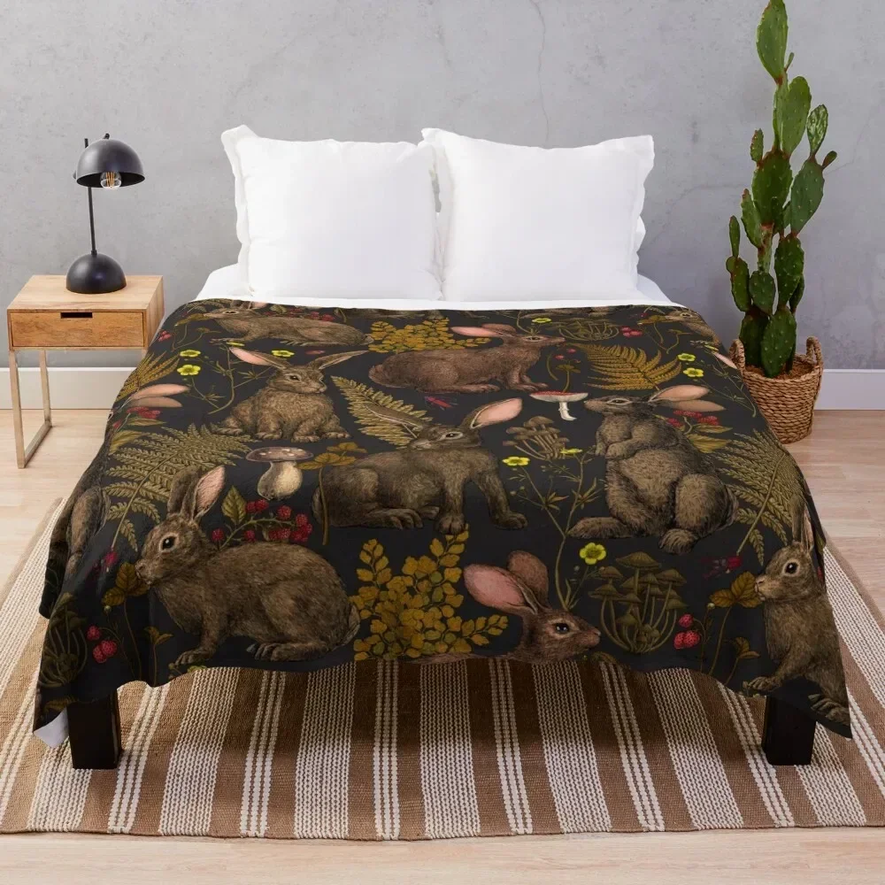 

Rabbits and woodland flora Throw Blanket Luxury Thicken warm for winter Blankets