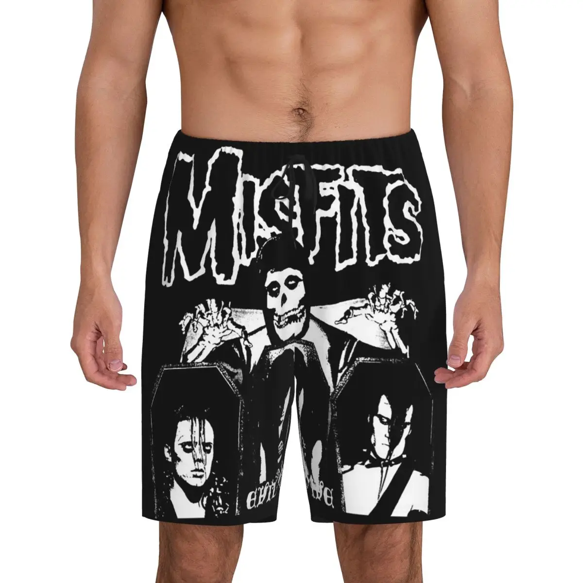 

Мужские короткие пижамные штаны Custom Misfits Skull, нижняя часть пижамы, шорты для сна и отдыха